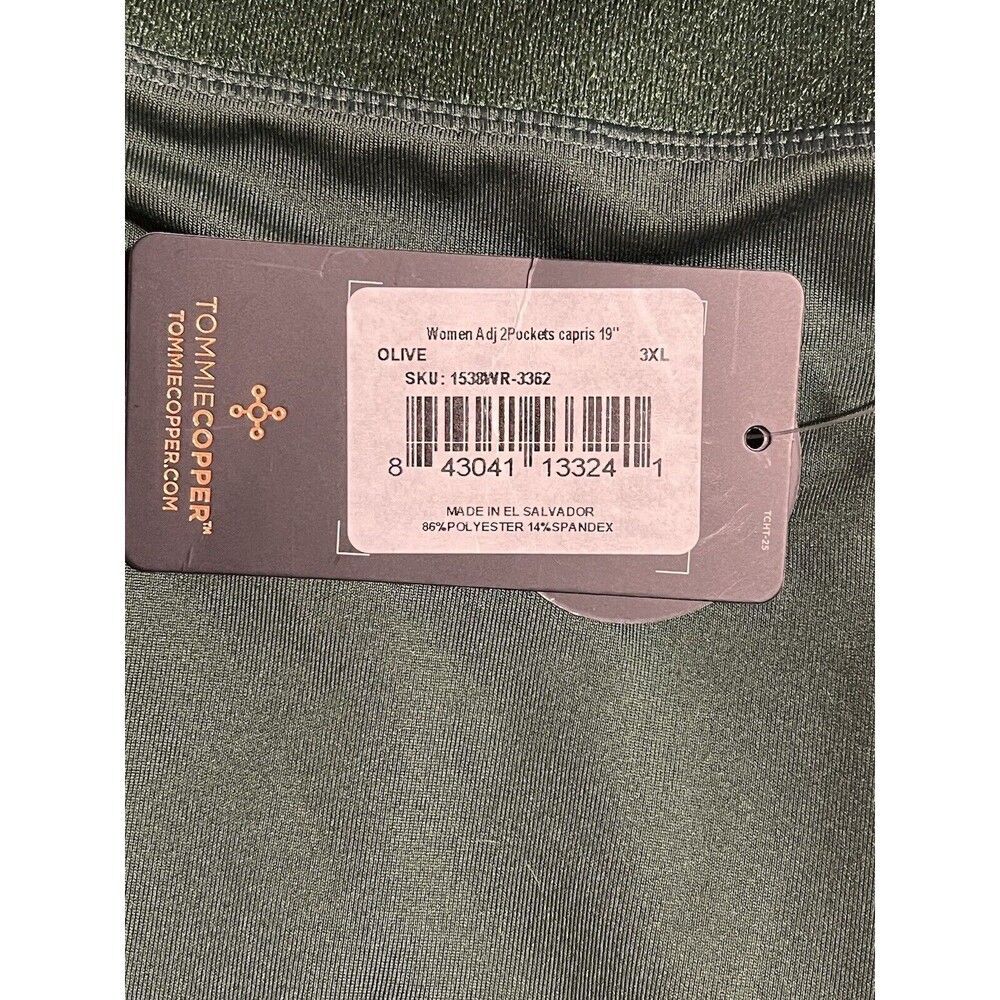 Tommie Copper Adjustable Back Support Capri Length Leggings Olive Green Sz XXXL - Picture 4 of 5